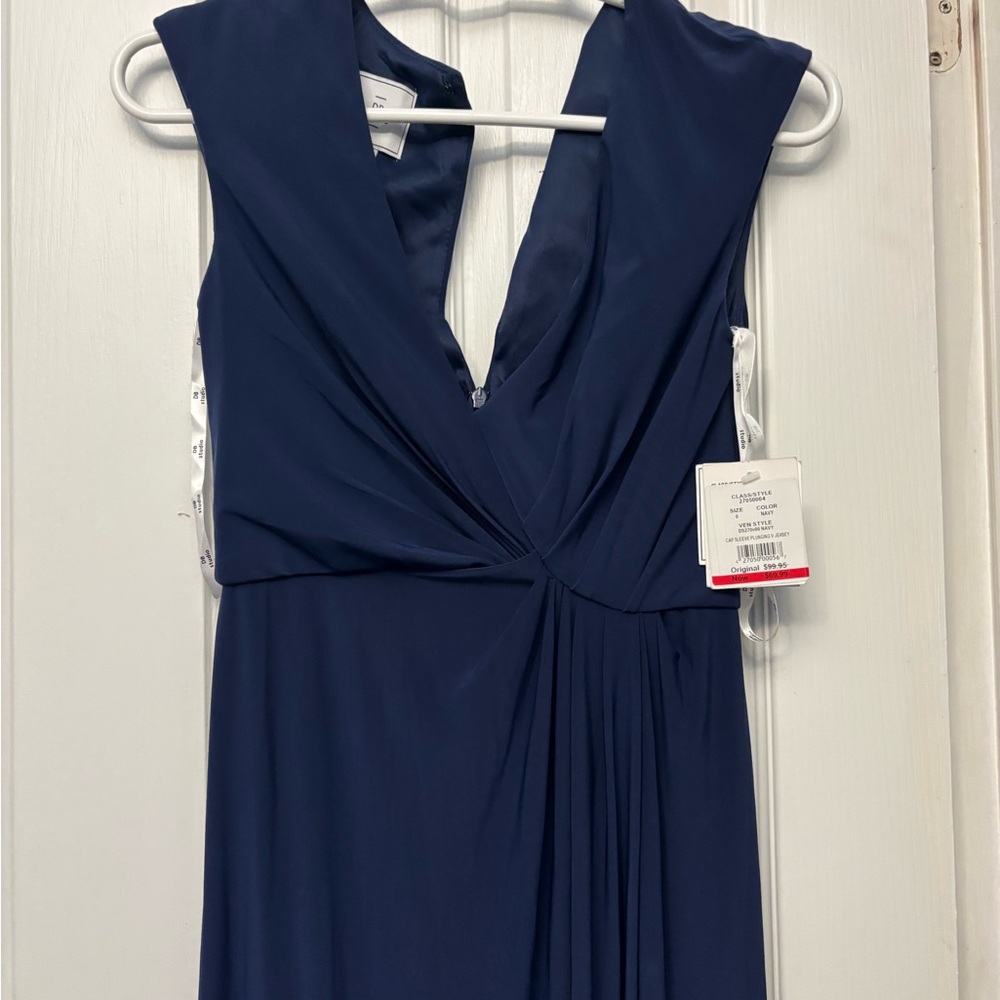 David's Bridal Blue Asymmetrical Ruched Gown - Picture 7 of 8